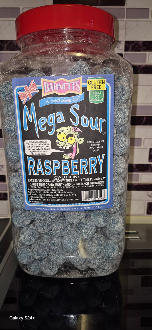 Mega sour blue raspberry per 100g